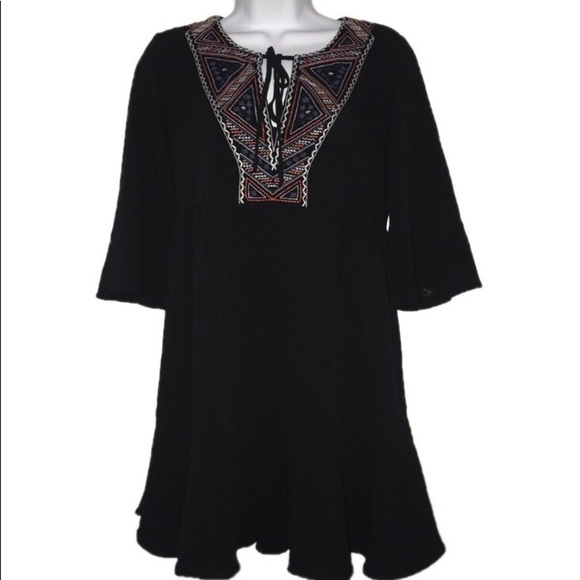 Three Hearts Dresses & Skirts - 2/$20 Three Hearts Boho Embroidered Mini Dress  M Black
